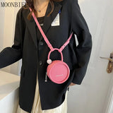 Mini Round PU Leather Crossbody Bags for Women Summer Small Shoulder Bag