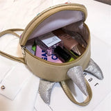 Mini Sequins Unicorn Backpack PU Leather Women Travel Small Bag