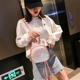 Mini Sequins Unicorn Backpack PU Leather Women Travel Small Bag