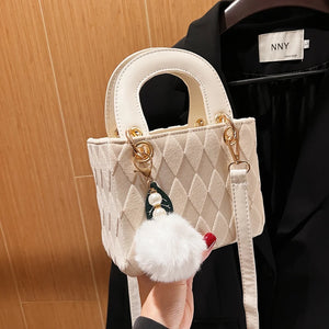 Mink Fur Bag Leather Grass Mink Fur Bag - Hand-Carried Shoulder Messenger B