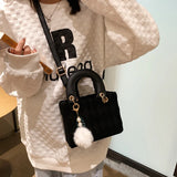 Mink Fur Bag Leather Grass Mink Fur Bag - Hand-Carried Shoulder Messenger B