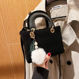 Mink Fur Bag Leather Grass Mink Fur Bag - Hand-Carried Shoulder Messenger B