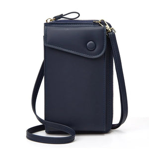 Women Crossbody Bag PU Leather Single Shoulder Classic Casual Soild Card Clip