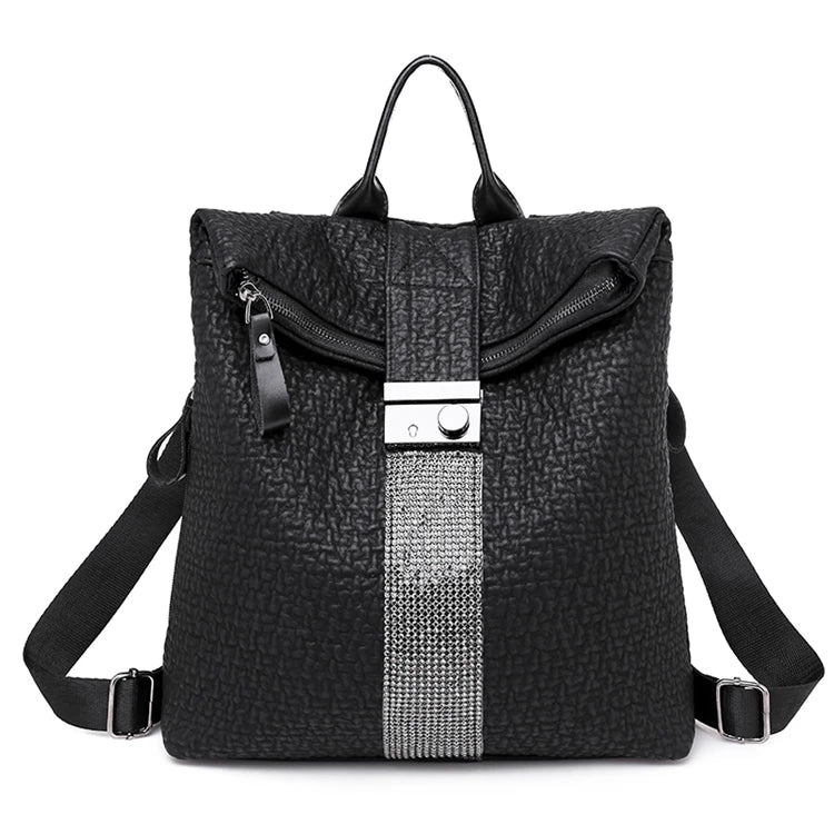 Women Leather Backpack High School Travel Bagpack