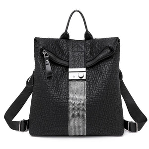 Women Leather Backpack High School Girls Travel Bagpack