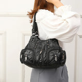 Soft Sheepskin Shoulder Bag for Women Large Capacity Tote Handbag