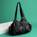 Soft Sheepskin Shoulder Bag for Women Large Capacity Tote Handbag