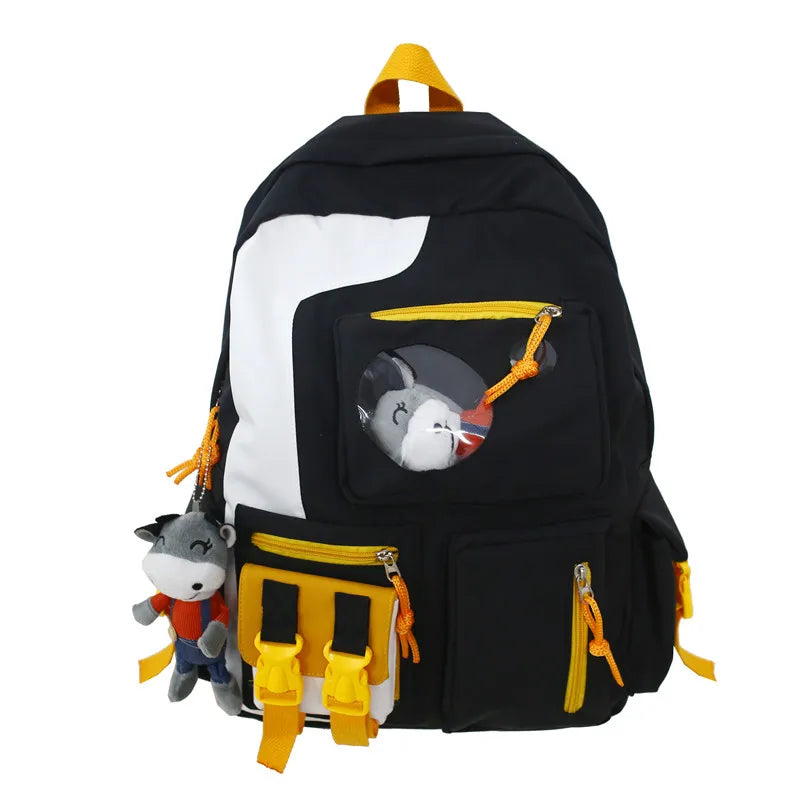 Multi-pocket Patchwork Backpack Waterproof Schoolbag Teenage Girl Backpacks