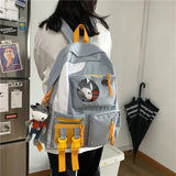 Multi-pocket Patchwork Backpack Waterproof Schoolbag Teenage Girl Backpacks