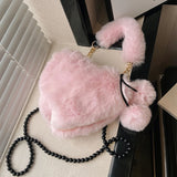 Multicolor Beaded Cross Body Shoulder Bag Heart-Shaped Handbag Totes Backpack