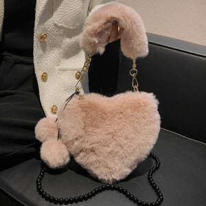 Multicolor Beaded Cross Body Shoulder Bag Heart-Shaped Handbag Totes Backpack