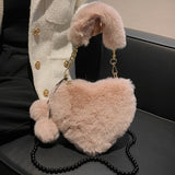 Multicolor Beaded Cross Body Shoulder Bag Heart-Shaped Handbag Totes Backpack