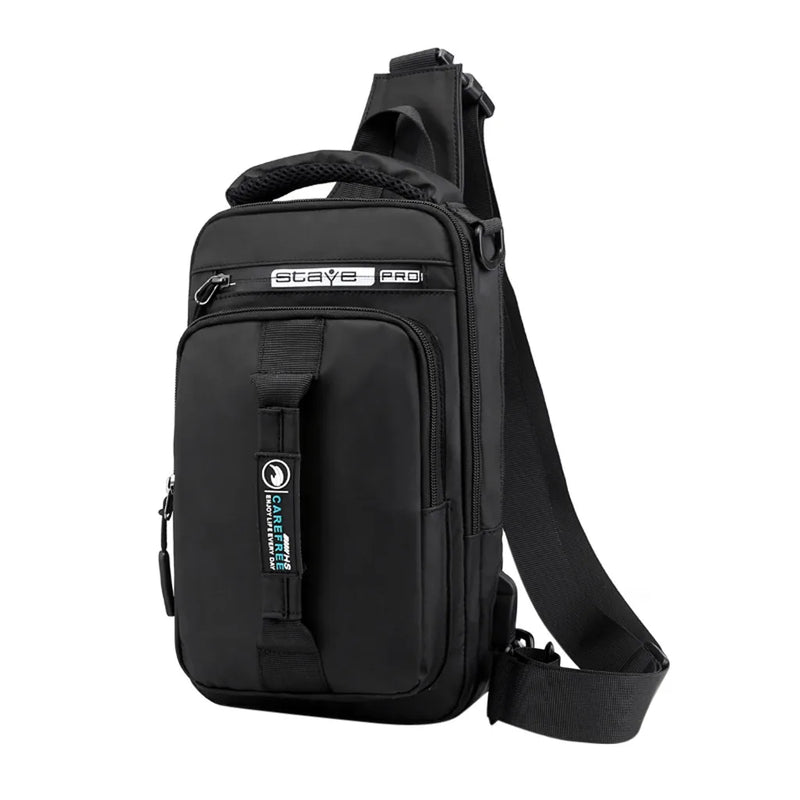 Crossbody Bag Mens USB Charging Chest Pack Waist bag Male