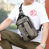 Crossbody Bag Mens USB Charging Chest Pack Waist bag Male