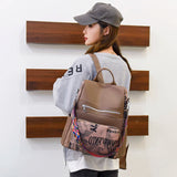 Antitheft Water Repellent Backpack Oxford PU Contrast Stitching