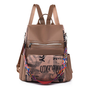 Antitheft Water Repellent Backpack Oxford PU Contrast Stitching