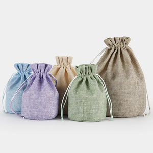 Round Bottom Jute Linen Drawstring Bags Pouch Gift Bag