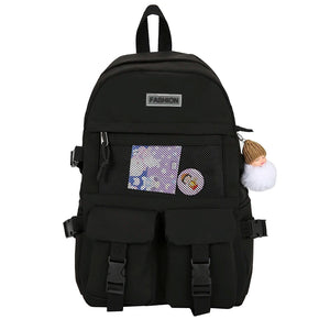 Panelled Waterproof Nylon Women Backpack for Teenage Girls