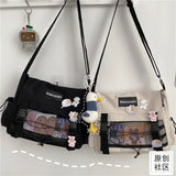 Casual Nylon Messenger Bag Harajuku Waterproof Shoulder Bag for Girls Boys