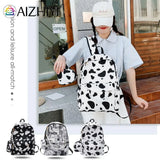 Nylon Backpack Cow Letter Print Casual Shoulder School Book Bags Women