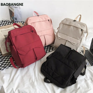 Nylon Backpack Women Travel Bagpack College Student Backbag