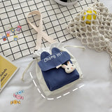 Nylon Drawstring Bucket Bag Student Shoulder Bag Shopping Messenger Bag
