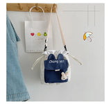 Nylon Drawstring Bucket Bag Student Shoulder Bag Shopping Messenger Bag