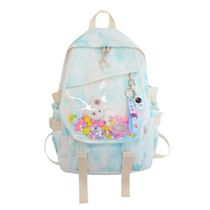 Nylon PVC Girl Backpack Tie-dye Style Schoolbag