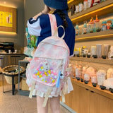 Nylon PVC Girl Backpack Tie-dye Style Schoolbag