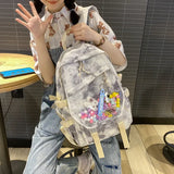Nylon PVC Girl Backpack Tie-dye Style Schoolbag