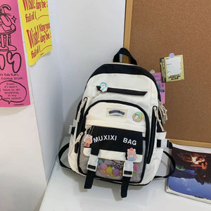 Nylon Waterproof Women School Backpacks for Teenage Girls Large Capacity