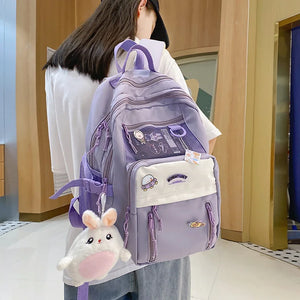 Nylon Waterproof Women School Backpacks for Teenage Girls