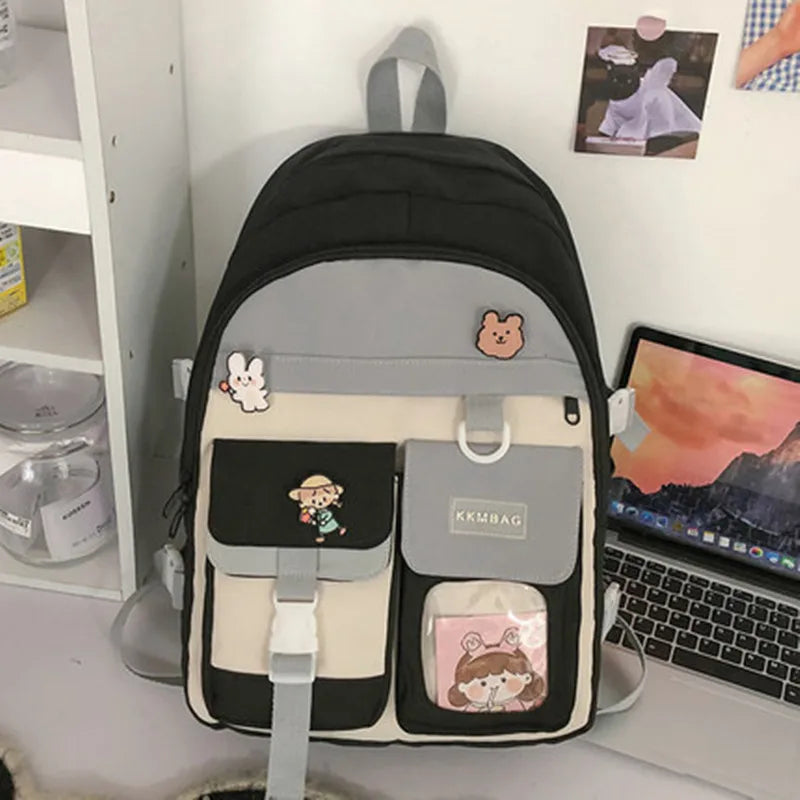 Nylon Waterproof Women School Bags for Teenage Girls Large Capacity Backpacks