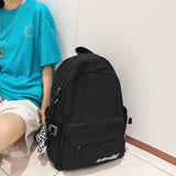 Nylon Women Backpack Female Letter Embroidery Travel Bag Preppy Schoolbag
