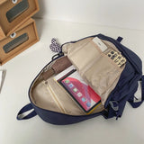 Nylon Women Backpack Female Letter Embroidery Travel Bag Preppy Schoolbag