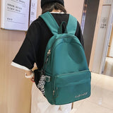 Nylon Women Backpack Female Letter Embroidery Travel Bag Preppy Schoolbag