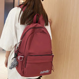 Nylon Women Backpack Female Letter Embroidery Travel Bag Preppy Schoolbag