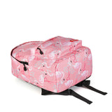Pink Flamingo Printed Nylon Women Backpack for Teenage Girls