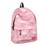 Pink Flamingo Printed Nylon Women Backpack for Teenage Girls