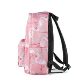 Pink Flamingo Printed Nylon Women Backpack for Teenage Girls