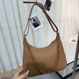 Occident Style Chain Handle Leather Crossbody Bag