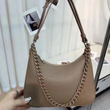 Occident Style Chain Handle Leather Crossbody Bag