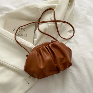 One Shoulder Bag Pleated Cloud HandBag Solid Crossbody Bag