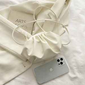 One Shoulder Bag Pleated Cloud HandBag Solid Crossbody Bag