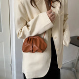 One Shoulder Bag Pleated Cloud HandBag Solid Crossbody Bag