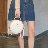 Vintage Embroidered Crossbody Bag Round Small Handbag Retro One Shoulder
