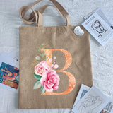 Orange Letter Print Women Shopping Tote Eco Bag Handbags Student Shopper