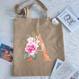 Orange Letter Print Women Shopping Tote Eco Bag Handbags Student Shopper