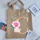 Orange Letter Print Women Shopping Tote Eco Bag Handbags Student Shopper