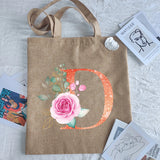 Orange Letter Print Women Shopping Tote Eco Bag Handbags Student Shopper